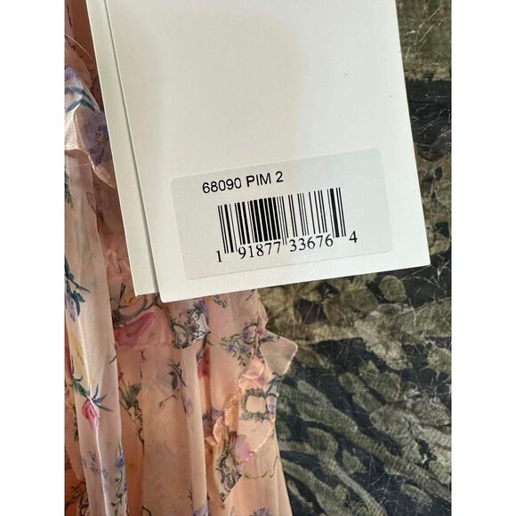 New Mac Ieena Duggal 68090 - Plunging V-Neck Floral Evening Gown Size 2 - Picture 12 of 12